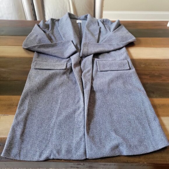 ZARA Women's Gray Herringbone Open Front Blazer Coat- M - Picture 8 of 10